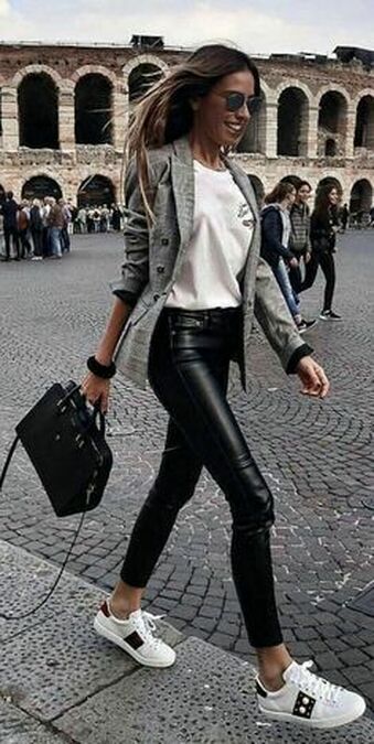 black leather trousers outfit